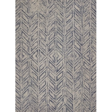 8'x10' Blue Hand Tufted Herringbone Indoor Area Rug