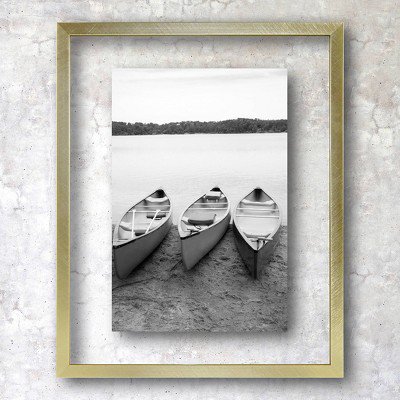 8"x10" Float Thin Metal Gallery Wall Frame Brass