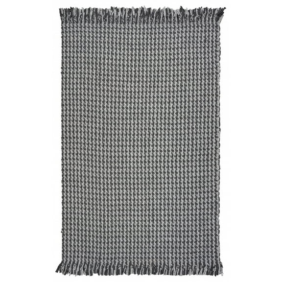 8'x10' Grey Hand Woven Houndstooth Indoor Area Rug