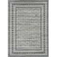 thumbnail image 1 of 8'x10' Grey Machine Woven UV Treated Bordered Indoor Outdoor Area Rug, 1 of 4