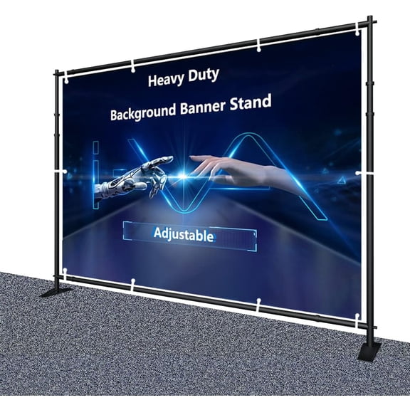 8'x10' Heavy-Duty Telescopic Step and Repeat Backdrop Stand Adjustable Display Background Frame (Only Hardware) (StepRepeat810)