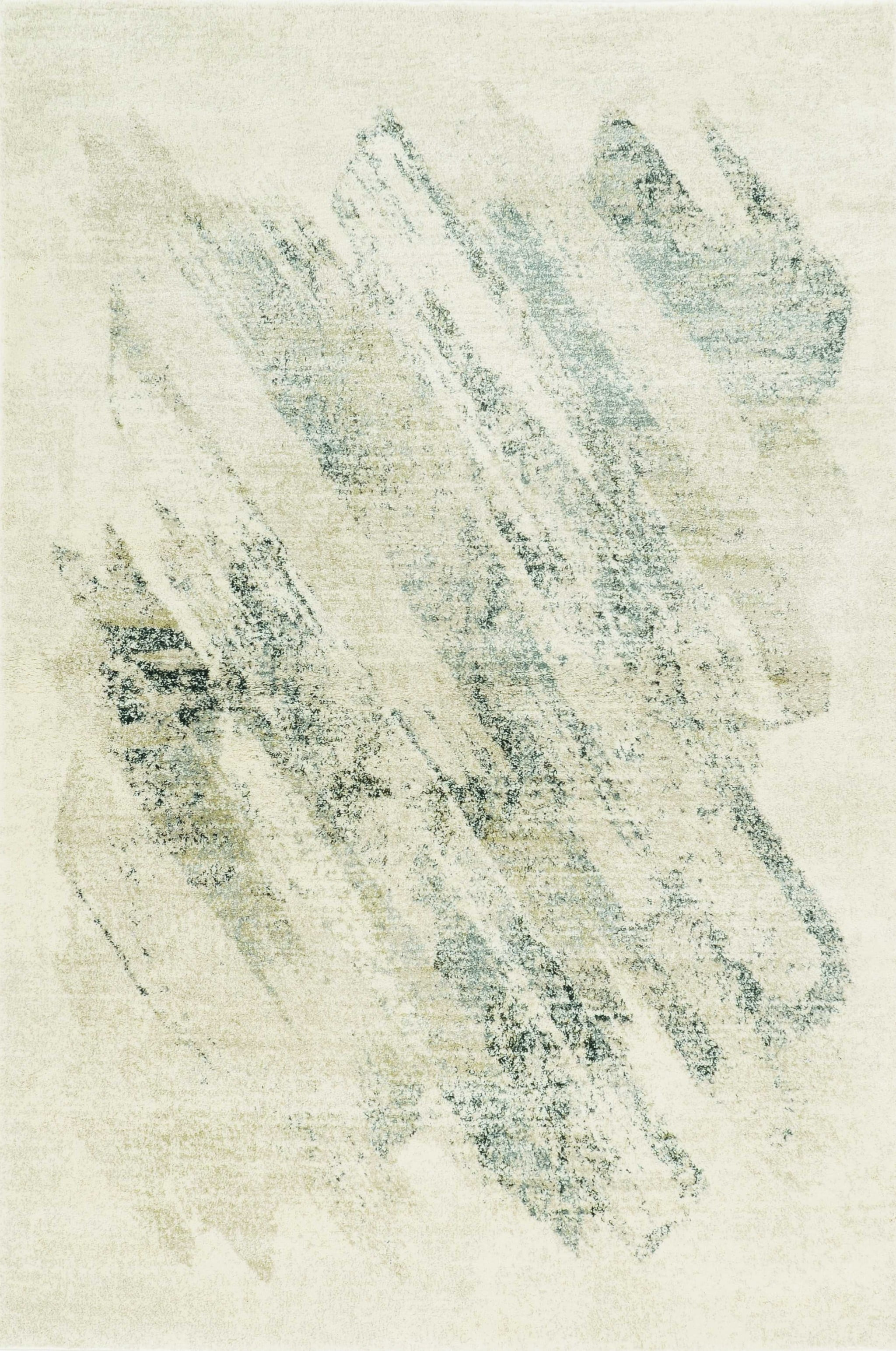 Ivory Grey Abstract Brushstrokes 8' x 10' Synthetic Area Rug
