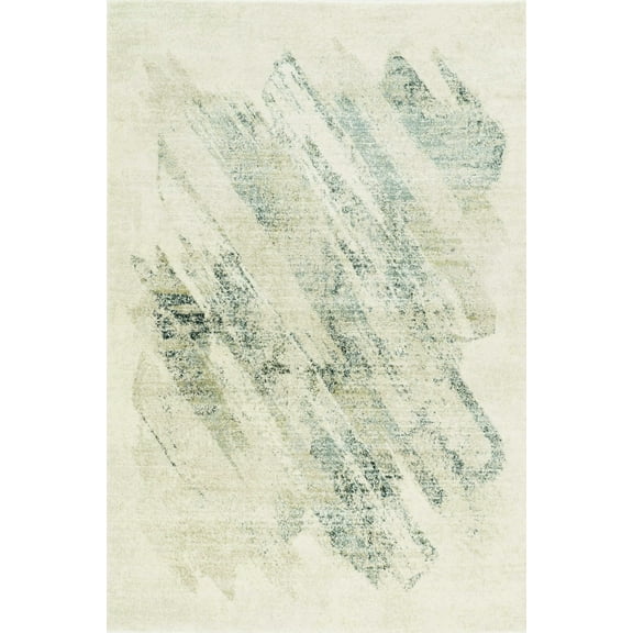 8'x10' Ivory Grey Machine Woven Abstract Brushstrokes Indoor Area Rug