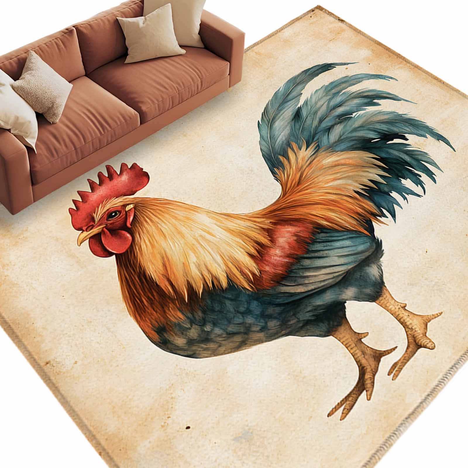 Chicken Rug Large 8'x10'Large Area Rugs Farmhouse Rooster Washable Area Rugs Non-Slip ...