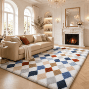 UNTIMATY 8 x 10  Area Rugs for Living Room, Soft Fluffy Modern Bedroom Rugs, Checkered Carpet, Multicolor