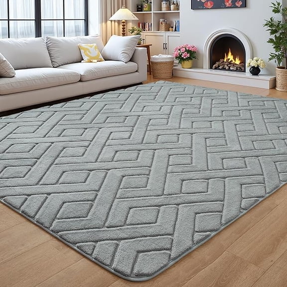 UNTIMATY 8'x10' Large Shag Area Rugs for Living Room Bedroom Dining Room Plush Pile Soft Checkered Fluffy Geometric Modern Indoor Carpets Rugs,Multicolor