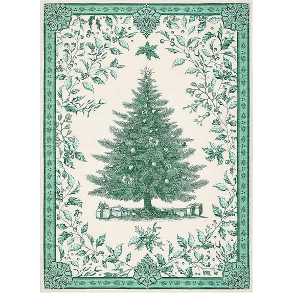 8'x10' Living Room Area Rug Christmas Large Bedroom Rugs Non Slip Washable Xmas Decoration Dining Room Throw Carpet Soft Low Pile Snowflakes Rugs for Holiday Festival Boho Rug for Nursery Kitchen