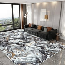 KAMOMA 8'x10' Area Rugs for Living Room Artistic Style Modern Rug Soft Low Pile Non Slip Carpet Machine Washable Indoor Rug for Bedroom Dining Room Office, Black