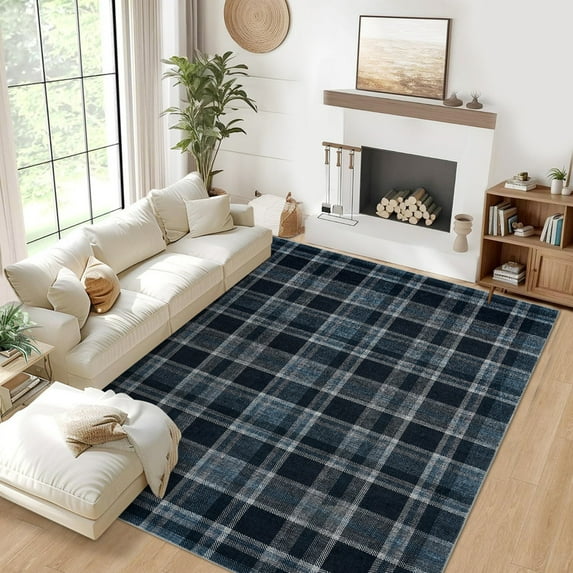 8'x10' Modern Washable Area Rugs for Living Room Tartan Ultra Soft Rug for Bedroom Farmhouse Non Slip Throw Rugs for Home Office