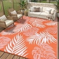 thumbnail image 1 of 8'x10' Outdoor Rugs for Patios, Yamaziot Patio Rug RV Mats, Waterproof Reversible Plastic Straw Camping Rug for Deck Porch Balcony Beach Tropical, Orange, 1 of 9