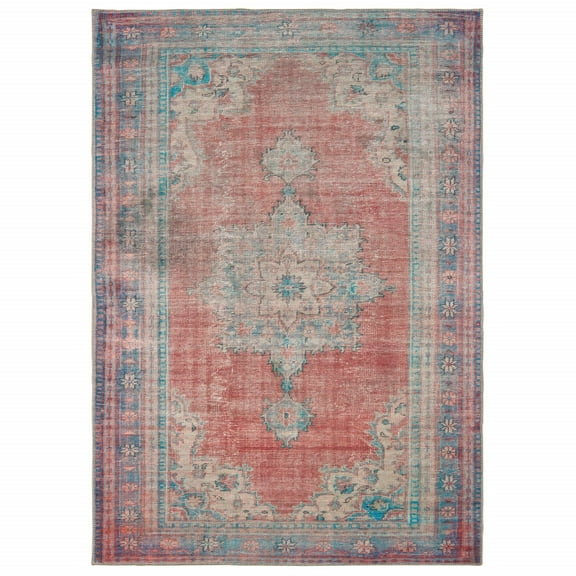 8â€™x10â€™ Red and Blue Oriental Area Rug