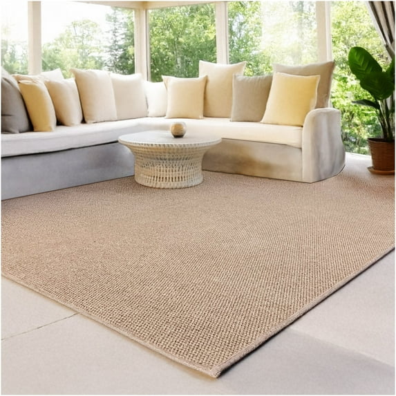 8'x10' Soft Indoor/Outdoor Hobnail Style Area Rugs. Lightweight and Flexible for Easy Cleaning and Transport (Color: Taupe)