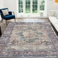 thumbnail image 1 of 8'x10' Traditional Area Rugs for Living Room, Non-Slip Indoor Thin Carpet for Bedroom, Foldable Persian Medallion Rugs,Purple, 1 of 5
