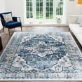 thumbnail image 1 of 8'x10' Vintage Area Rugs,Soft Washable Distressed Thin Rugs for Living Room Bedroom,Non-Slip Foldable Indoor Carpet,Navy Blue, 1 of 5
