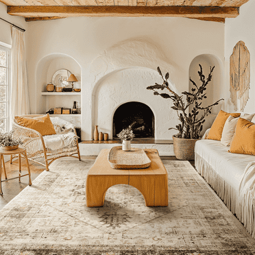 8'x10' Boho Area Rugs for Living Room, Machine Washable Area Rug with Non-Slip Backing, Stain Resistant Non-Shed Carpet for Bedroom, Dining Room, Dorm, Office
