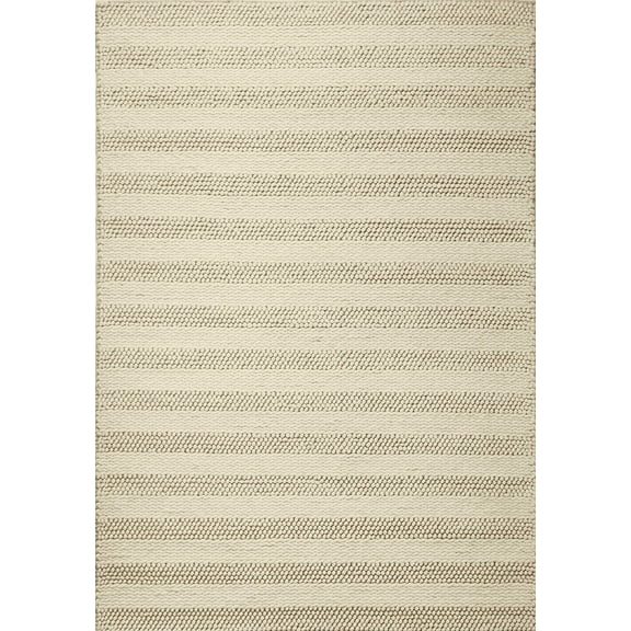 8'x10' White Ivory Hand Woven Knobby Cornish Stripe Indoor Area Rug