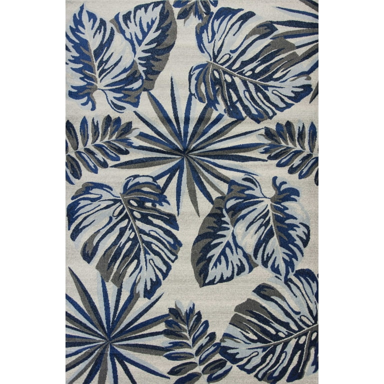 8’ X 11’ Gray And Blue Leaves Indoor Outdoor Area Rug 8’ X 11’ Gray And Blue Leaves Indoor Outdoor Area Rug