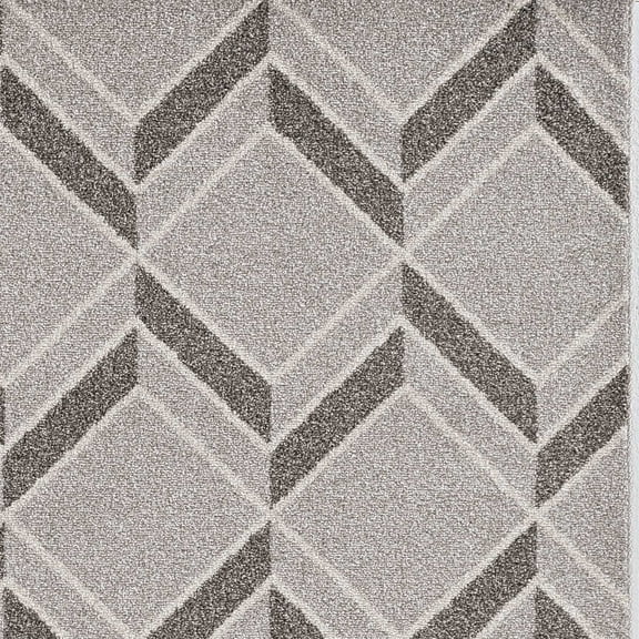 8'x11' Grey Machine Woven UV Treated Herringbone Illusion Indoor Outdoor Area Rug