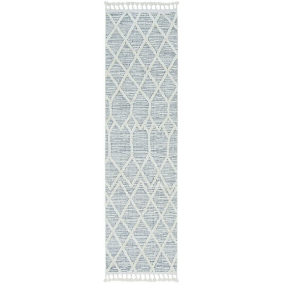 8'x11' Ivory Grey Machine Woven Geometric Indoor Area Rug