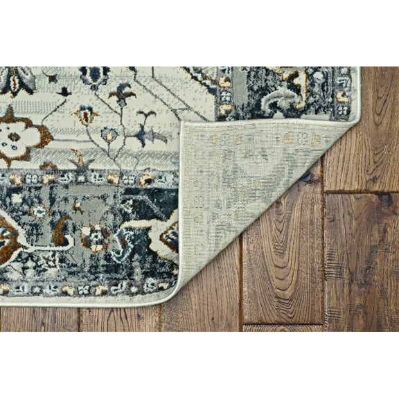 8'x11' Ivory Grey Machine Woven Traditional Indoor Area Rug