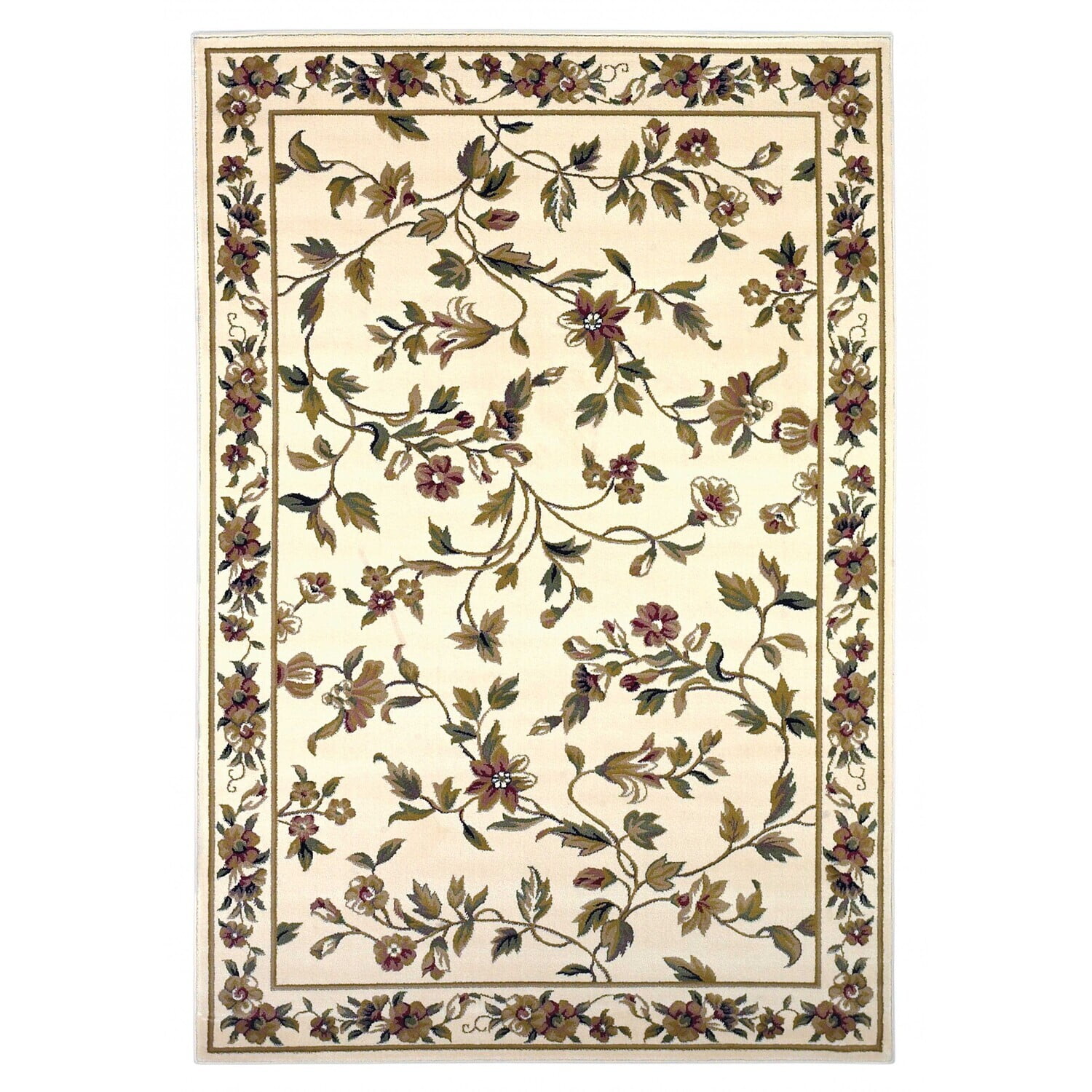Senter Ivory Machine Rug 8'x11' Ivory Machine Woven Floral Vines Indoor Area Rug - Walmart.com