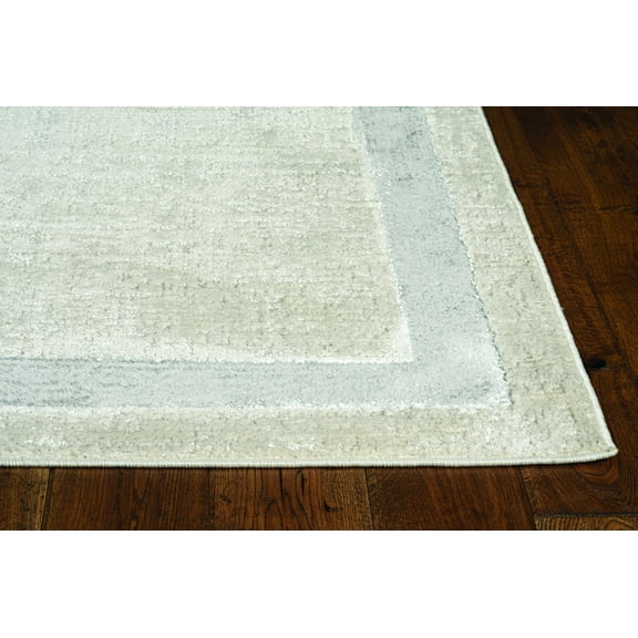 8'x11' Ivory Silver Machine Woven Bordered Indoor Area Rug