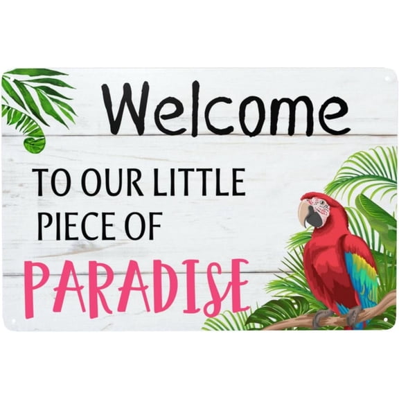 8"x12" All Weather Metal Sign - "Welcome To Our Little Paradise" - Ideal for Outdoor Pools, Gardens, or Fun Wall Decor