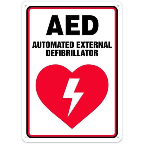 8"x12" Aluminum Metal Safety Sign - AED Automated External Defibrillator | Safety Notice Plate