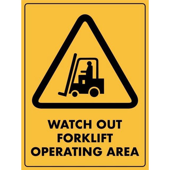 8"x12" Caution Sign - Watch Out Forklift Operating Area, Wall Decor for Home Kitchen Farm Garden Garage