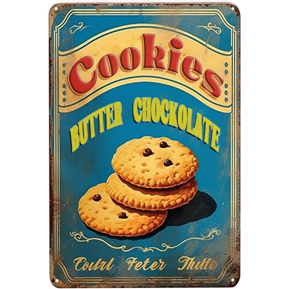 8"x12" Delicious Cookies Vintage Retro Decor Sign - Whimsical Wall Art Poster for Home, Farm, Store, Garage, Club, Bar, Kitchen, and Pub - Great Funny Gift