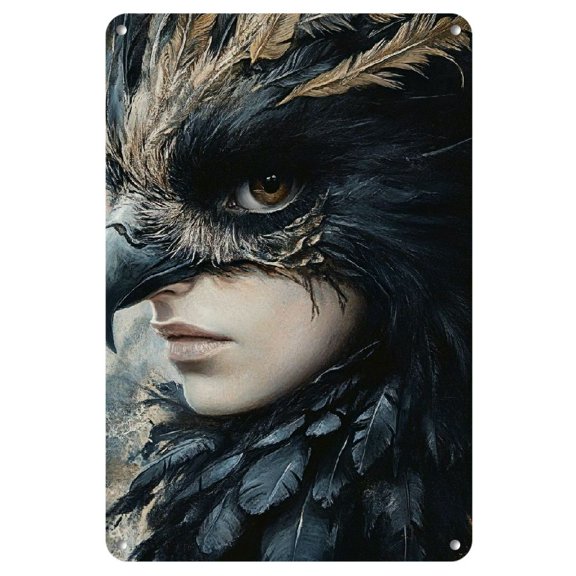 8"x12" Ink Eagle Aluminum Sign - Mystical Raven Art, Whimsical Decor for Home, Cafe, Bar, 2D, Perfect for Room Decor