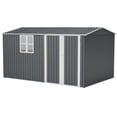 thumbnail image 1 of 8'x12' Outdoor Storage Shed - Steel Construction with Windows, Vents & Secure Hinged Doors for Garden/Patio Storage, 1 of 13