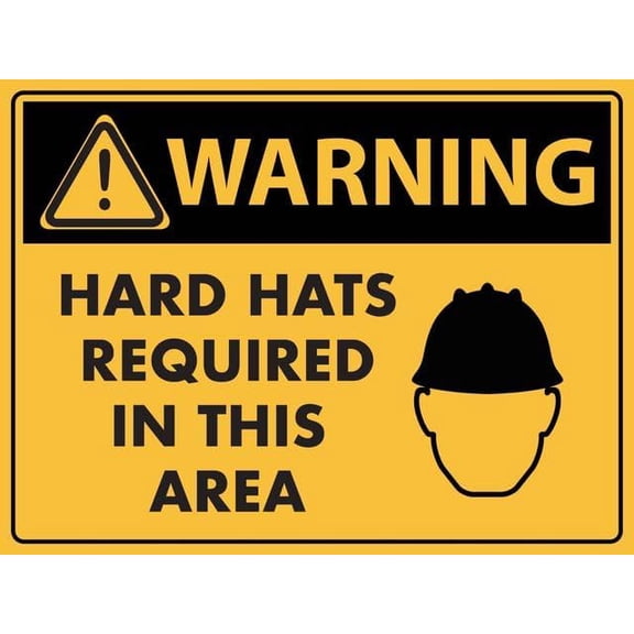 8"x12" Rust Free Aluminum Metal Sign - Caution Hard Hats Required in This Area Sign - Weather Resistant, Durable, Easy to Mount