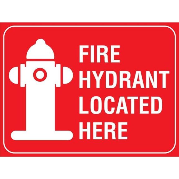 8"x12" Rustic Metal Sign - Fire Hydrant Located Here | Home Cafe Bar Kitchen Outdoor Wall Decor