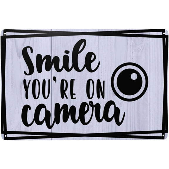 8"x12" Smile You're On Camera Weatherproof Aluminum Metal Tin Sign Custom Personalized Wall Decorations Home Sign