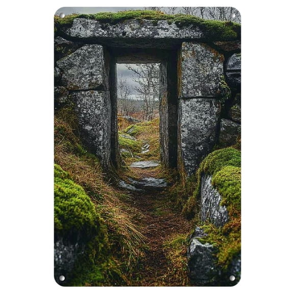 8"x12" Vintage Violin in Hillside Vineyard Metal Tin Sign - Rustic Iron Wall Art, Rectangular, Vertical Orientation, Featuring Serene Grapevine Terrace & Sun Shadows Scene