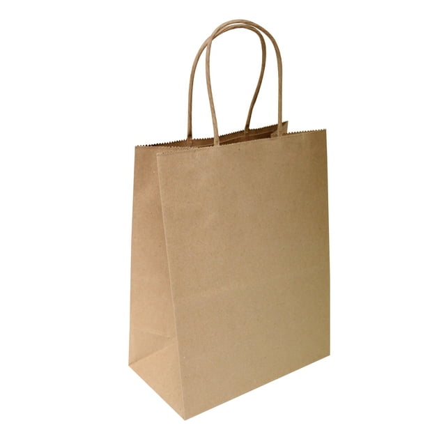8"x4.75"x10", 50 Piece, Natural Brown Kraft Paper Bags, Shopping, Mechandise, Party, Gift Bags
