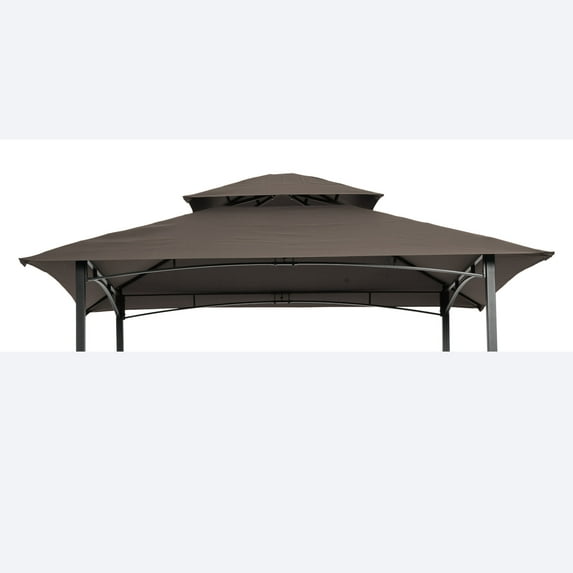 8'x5' Grill Gazebo Replacement Canopy, Canopy Cover Double Tiered BBQ Roof Top Cover, Outdoor Grill Shelter Canopy Top