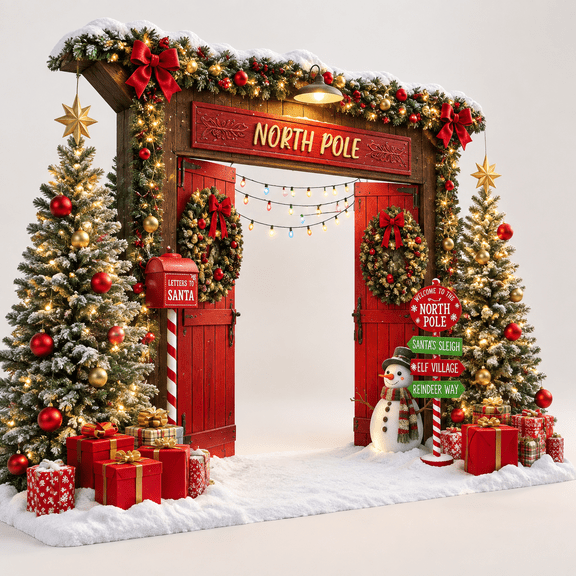 8'x6' Polyester Fabric North Pole Barn Door Photography Studio Background
