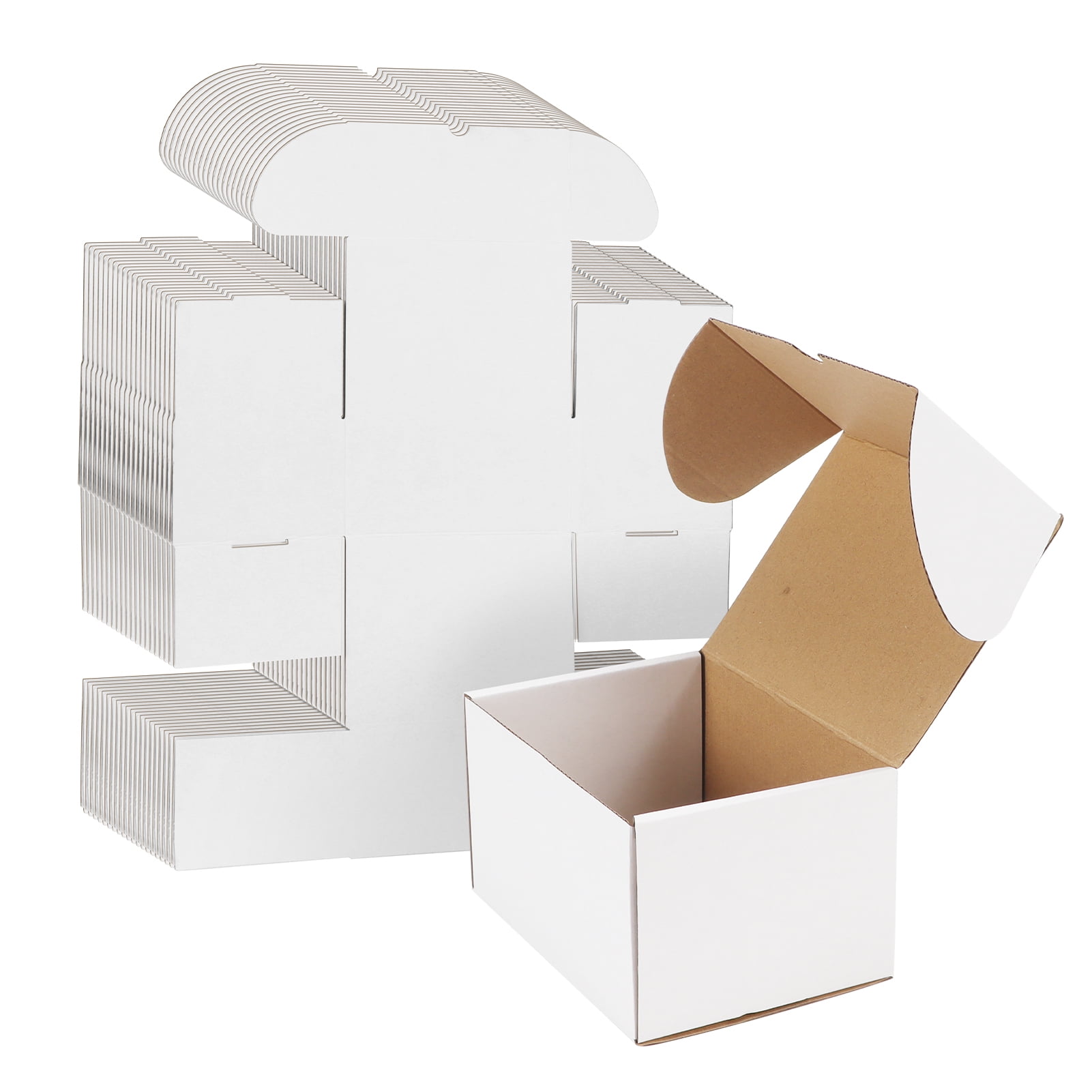 8"x6"x4" Small Shipping Boxes Set of 20, White Corrugated Cardboard Box for Small Business