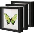 thumbnail image 1 of 8"x8" Shadow Boxes Display Cases with Soft Linen Back Deep Wood Glass Shadow Box Set for Wall and Tabletop, 3 Pack Black, 1 of 5