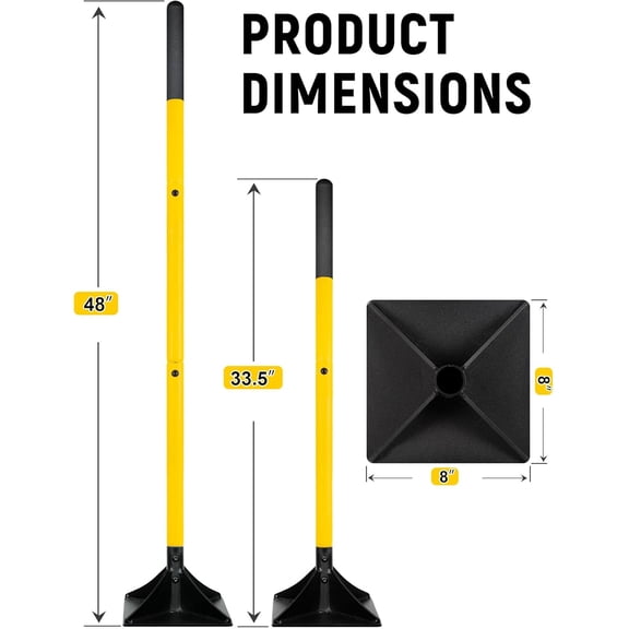 8"x8" Steel Tamper with 48" Handle, Heavy Duty Hand Tool for Leveling Soil, Gravel, Sand, Asphalt, Ground, Paver, Driveway, Garden, Yard, and Blacktop Repair