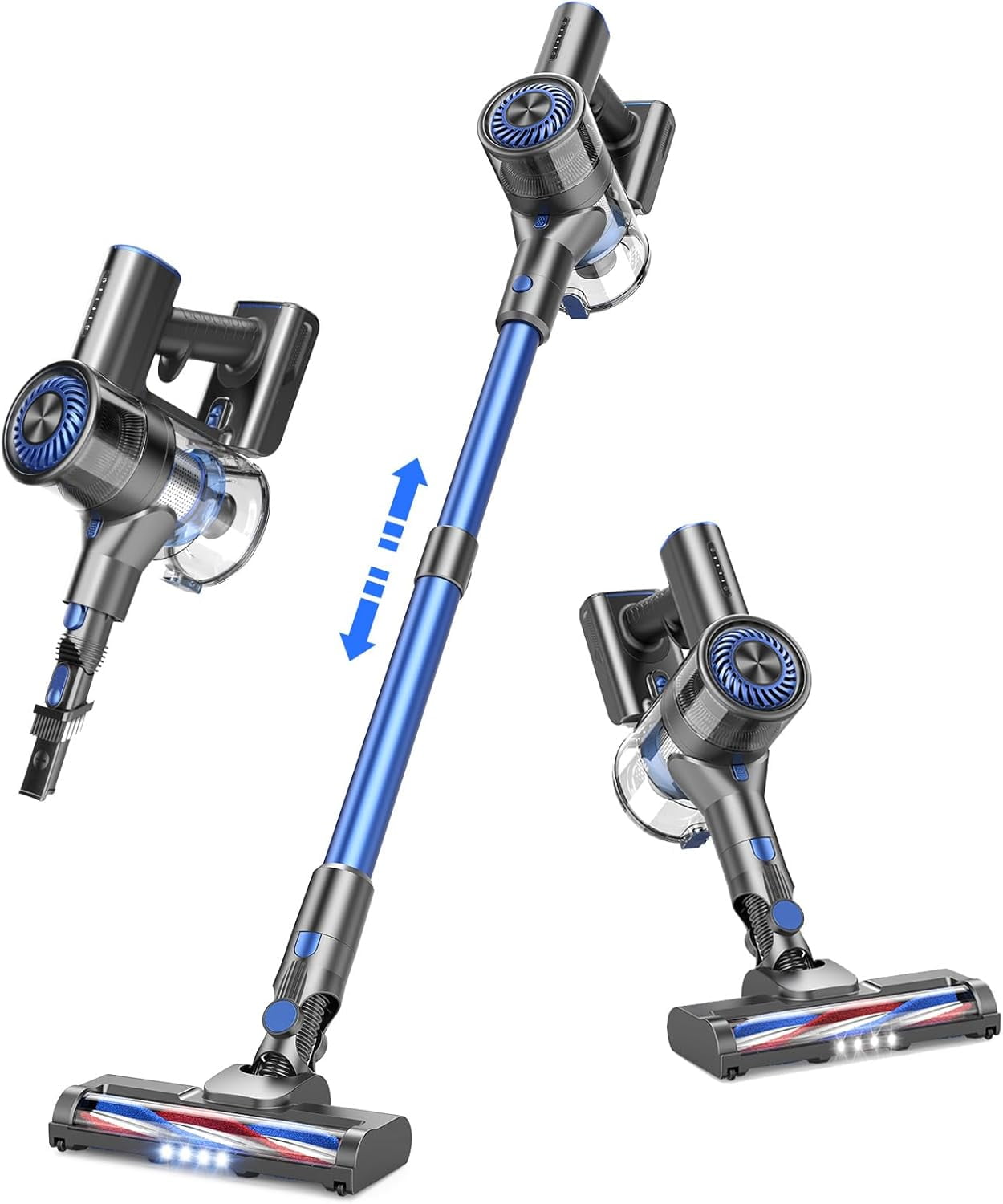 80,000PRM Cordless Vacuum Cleaners for Home, Powerful Vacuum with 2200mAH Battery up to 35 Mins Runtime, 2 Adjustable Modes and Tube Height, Detachable Parts Cordless Stick Vacuum (Sea Blue)