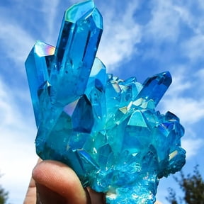 80‑100g Titanium Aura Blue Rainbow Crystal Geode Cluster Healing Stone Decor Rock Natural Quartz Energy Display Gift Home Accents Spiritual Collector Specimen