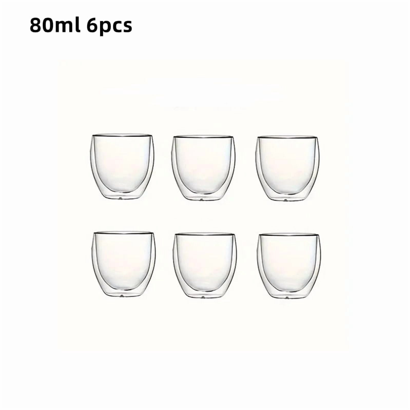 80/250/450ml Double-Wall Insulated Clear Glass Espresso Cups Perfect for Tea, Coffee, Latte, Cafe, Milk, Restaurant Use