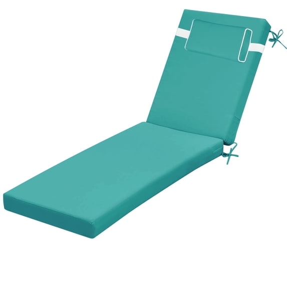 80" ×26" Outdoor Chaise Lounge Cushion, 3" Thick High-Density Foam Fill, with Removable Headrest, Waterproof Fade Resistant, Replacement Cushion for Lawn Pool (Lake Blue 1PC)