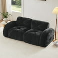 thumbnail image 1 of 80.3" 2-seater boneless Sofa,Black Soft Velvet sofa with 32D High Density Sponge,Fits Living Rooms, 1 of 10