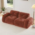 thumbnail image 1 of 80.3" 2-seater boneless Sofa,Red Soft Velvet sofa with 32D High Density Sponge,Fits Living Rooms, 1 of 8