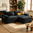 thumbnail image 1 of 80.3''L Loveseat Sofa, Lofka Cloud Couch with Wide Armrests, Upholstered Boneless Loveseat with Ottoman, No Assembly Needed, Black Sofa, 1 of 11