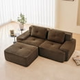thumbnail image 1 of 80.3" Modern L-Shaped Modular Sectional Sofa, 2-Seater Couch with Deep Seat for Living Room, 1 Ottoman, Brown, 1 of 11